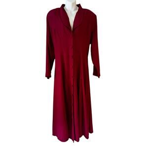 vintage Hearts button front maxi shirt dress tie back waist swing skirt fuchsia